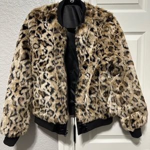 Reversible Satin and Fur Bomber style jacket